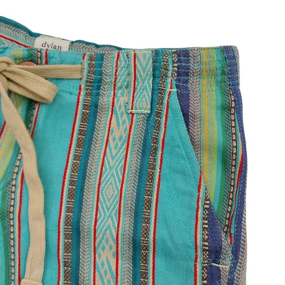 Dylan Shorts Womens 2 Green Cuffed Stripes Cotton Hippie Bohemian Travel Casual - Picture 3 of 9